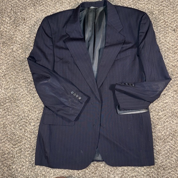 Christian Dior Other - Vintage 80s Christian Dior Monsieur Navy Blue Pinstripe Wool Blazer 43L